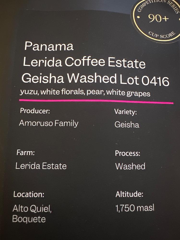Panama Lerida Coffee Estate Geisha Washed Lot 0416